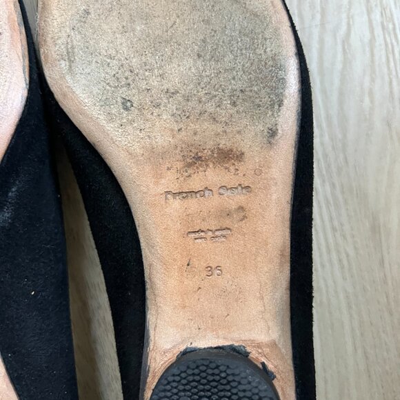 London Sole Suede Black Ballet Flats 36 - Picture 6 of 6